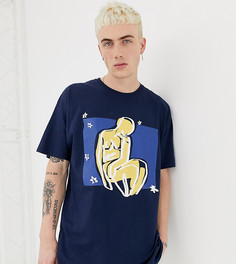 Oversize-футболка с принтом Reclaimed Vintage inspired - Темно-синий