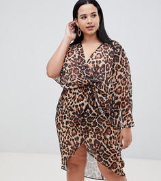 Асимметричное платье миди с леопардовым принтом ASOS DESIGN Curve - Мульти