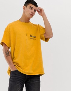 Футболка горчичного цвета с принтом New Look Miami - Желтый