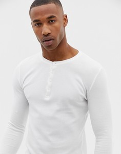 Белый обтягивающий лонгслив с воротником на пуговице ASOS DESIGN - Белый