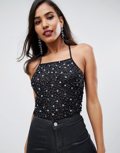 Боди на бретелях с отделкой пайетками ASOS DESIGN - Черный
