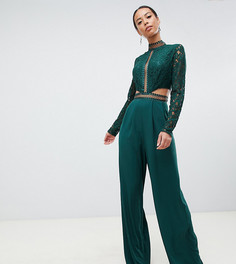 Премиум-комбинезон с кружевным топом и вырезами ASOS DESIGN Tall - Зеленый