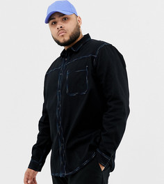 Черная свободная рубашка с разноцветной контрастной строчкой ASOS DESIGN Plus - Черный