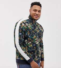 Спортивная куртка с цветочным принтом и полосками по бокам ASOS DESIGN plus - Черный