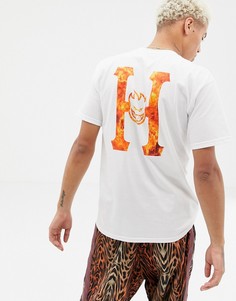 Белая футболка с большим логотипом в виде пламени на спине HUF x Spitfire - Белый