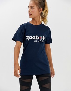 Темно-синяя классическая футболка Reebok - Темно-синий