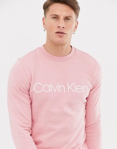 Розовый свитшот с круглым вырезом и логотипом Calvin Klein - Розовый