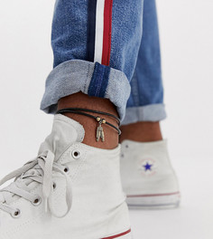 Кожаный браслет на ногу ASOS DESIGN PLUS - Черный