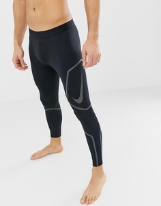 Черные леггинсы со светоотражающей отделкой Nike Running Tech AH7943-010 - Черный