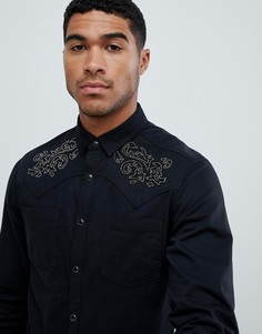 Джинсовая облегающая эластичная рубашка ASOS DESIGN - Черный