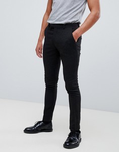 Черные супероблегающие строгие брюки с добавлением шерсти ASOS DESIGN - Черный
