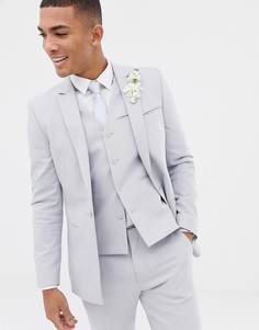 Приталенный пиджак холодного серого цвета с прямым краем ASOS DESIGN wedding - Серый