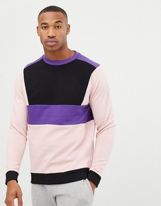 Свитшот колор блок ASOS DESIGN - Розовый