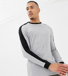 Серый меланжевый удлиненный лонгслив с контрастной вставкой на плечах ASOS DESIGN Tall - Серый