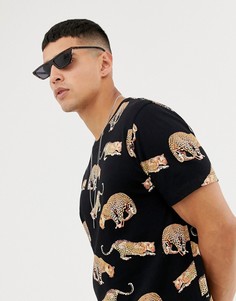 Футболка с леопардовым принтом ASOS DESIGN - Черный