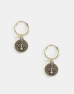 Золотистые серьги-кольца с монетами Reclaimed Vintage inspired эксклюзивно для ASOS - Золотой