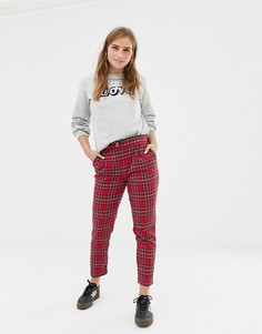 Красные суженные книзу брюки в клетку New Look - Красный