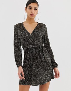 Платье мини с запахом в золотистый горошек ASOS DESIGN - Мульти