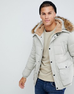 Светло-бежевый пуховик с подкладкой из искусственного меха Burton Menswear - Кремовый