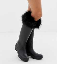 Черные толстые носки с отделкой из искусственного меха Hunter - Черный