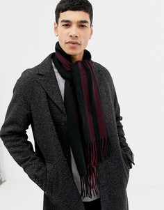 Саржевый шарф в сине-бордовую полоску Burton Menswear - Красный