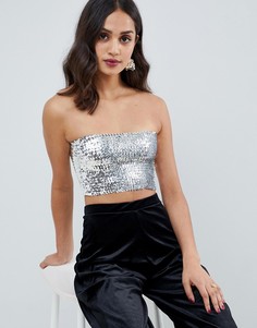 Топ-бандо с пайетками серебристого цвета Miss Selfridge - Серебряный