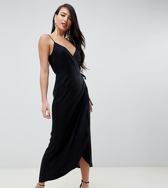 Платье макси на бретельках с запахом ASOS DESIGN Tall - Черный
