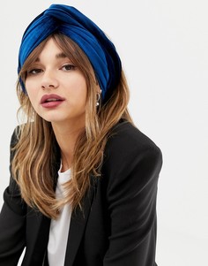 Бархатный платок на голову ASOS DESIGN - Темно-синий