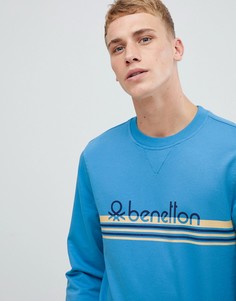 Свитшот с логотипом и принтом United Colors Of Benetton - Синий