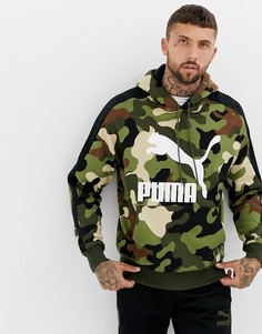 Худи зеленого цвета с камуфляжным принтом Puma - Зеленый