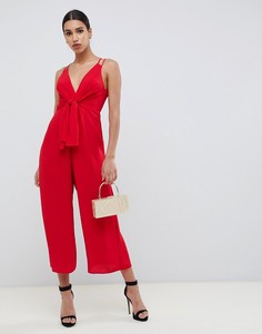 Широкий комбинезон с завязкой ASOS DESIGN - Красный