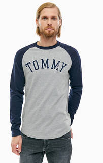 Хлопковая серая футболка с принтом Tommy Jeans