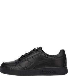 Черные кожаные кеды с втачной стелькой Diadora