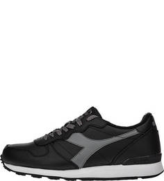 Кожаные черные кроссовки с втачной стелькой Diadora