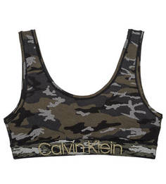 Хлопковый бюстгальтер с камуфляжным принтом Calvin Klein