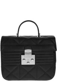 Черная кожаная сумка с широким плечевым ремнем Fortuna Furla