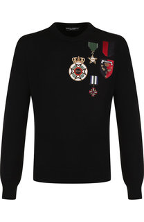 Однотонный шерстяной джемпер с нашивками Dolce & Gabbana