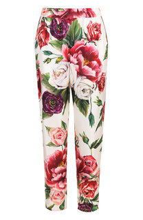 Укороченные шелковые брюки с цветочным принтом Dolce & Gabbana