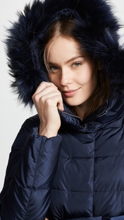 Add Down Hooded Down Coat with Fur