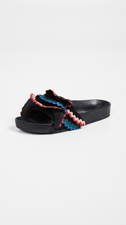 Loeffler Randall Olive Ruffle Pool Slides