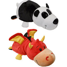 Мягкая игрушка-вывернушка 1toy Панда-Красный дракон, 40 см