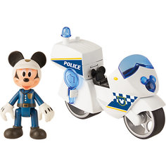 Disney Игровой набор "Микки и весёлые гонки: Полицейский байк" (8 см, фиг. 8 см, свет, звук, аксесс.) IMC Toys