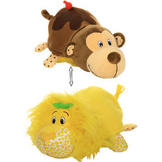 Мягкая игрушка-вывернушка 1toy "Ням-Ням" Лев с ароматом лимона-Мартышка с ароматом шоколадного молочного кокте