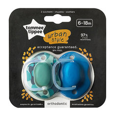 Пустышки силиконовые Tommee Tippee "Urban" 6-18 мес., 2 шт, зелёная/синяя