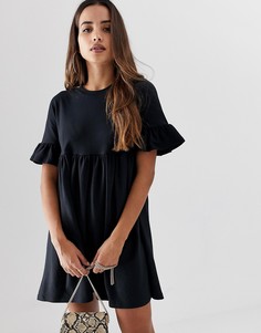 Свободное трикотажное платье с оборками на рукавах ASOS DESIGN - Черный