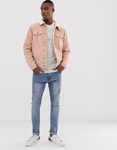 Розовая куртка с подкладкой из искусственного меха Pull&Bear - Розовый