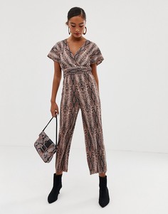 Кроп-топ с плиссировкой и змеиным принтом Miss Selfridge - Мульти