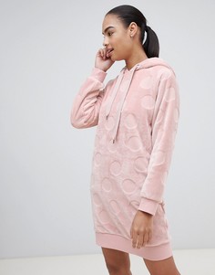 Розовое флисовое платье в стиле casual в горошек Hunkemoller - Розовый