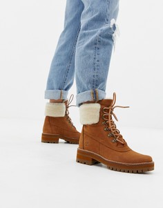 Кожаные полусапожки с овечьей шерстью Timberland Courmayeur Valley - Рыжий