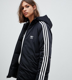 Двустороннее пуховое пальто черного цвета с тремя полосами adidas Originals - Черный